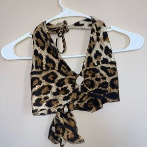 SHEIN Leopard Tie Crop